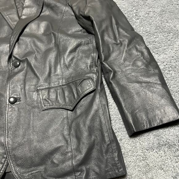 VTG Miller Stockman Western Blazer Mens 40 Gray Leather 2 Button Single Vent - Picture 2 of 12